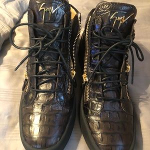 Giuseppe Zanotti Brown Crocodile designer sneaker